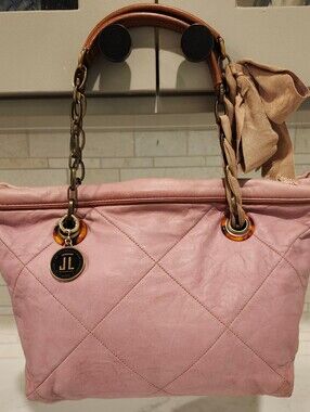 Lanvin Authentic Amalia Rose Lambskin Leather Quilted Large Chain Shoulder Bag